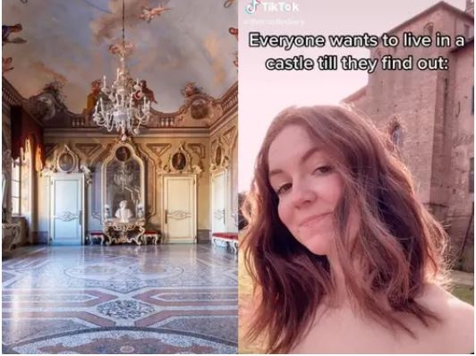 이탈리아 성에 살고 있는 19살 소녀와 그녀가 사는 성의 내부. 틱톡 화면 캡처
