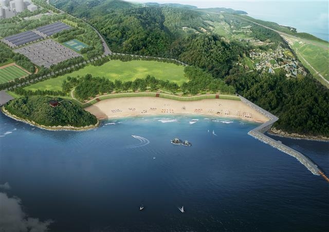 옛 서천화력발전소를 헐어내고 43년 만에 복원하는 동백정해수욕장 조감도. 충남도 제공