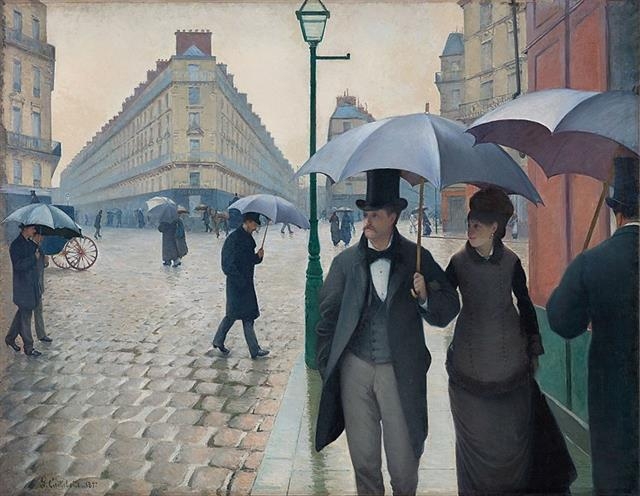 19세기 프랑스 화가 귀스타브 카유보트가 그린 ‘파리의 거리, 비오는 날’. 카유보트의 그림은 나폴레옹 3세의 지시로 파리가 대대적으로 바뀌고 있던 당시 파리의 모습을 그대로 보여 주고 있다. 위키피디아 제공