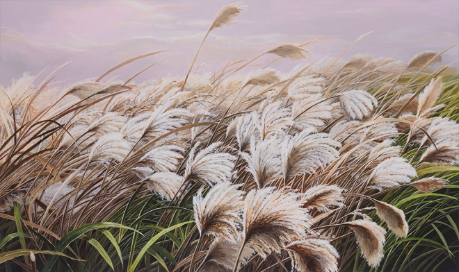 이은영, 조용한 울림-갈무리, acrylic on canvas, 97.0x162.2cm