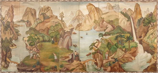 백남순, 낙원, 1936년경, 캔버스에 유채, 8폭 병풍, 173x372cm. 국립현대미술관 제공