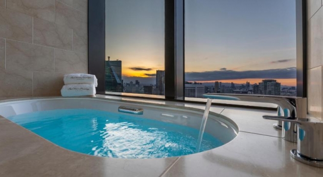 오쿠라 도쿄 호텔 가장 저렴한 객실의 화장실 모습 홈페이지