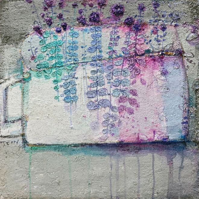 전인애, 꽃보라, 45.5cm x 45.5cm, acrylic.mixed media on canvas