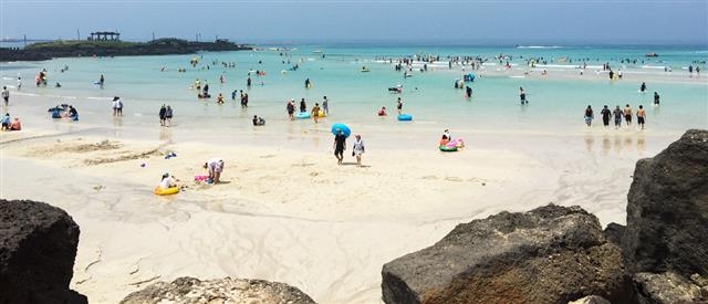 제주의 한 해수욕장 모습. 사회적 거리두기 4단계 격상으로 제주지역 12개 지정 해수욕장이 18일 모두 조기 폐장하면서 관광객이 급감하고 있다. 서울신문 DB