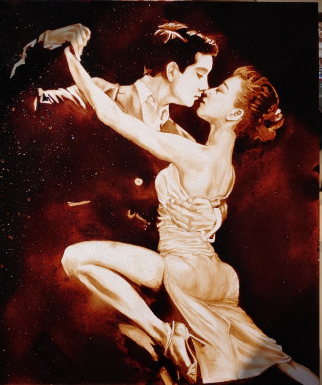 장인영, 열정, coffee on watercolorpaper, 65x72.5cm