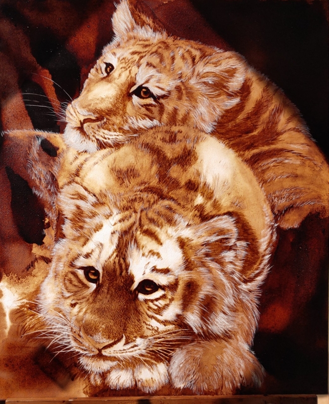 장인영, 꿈, coffee and gouache on watercolorpaper, 65x72.5cm