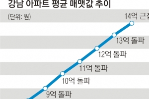 강남 아파트 평균 매매가 14억 육박