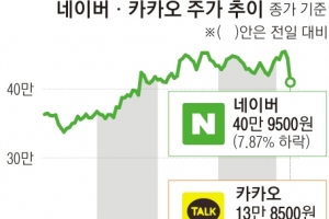 당정 ‘규제 시그널’에 하루 만에 시총 12.6조 사라져… 카카오·네이버 ‘주가 쇼크’