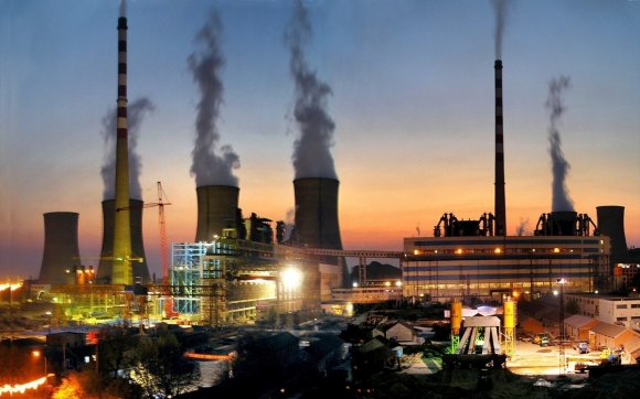중국의 석탄 화력발전소.