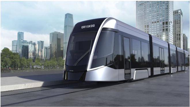한국철도기술연구원이 부산오륙도선에 투입하기 위해 개발한 무가선 저상 트램 디자인. 차량에 탑재한 배터리로 한 번 충전에 40㎞ 이상 주행할 수 있다고 한다.(한국철도기술연구원 제공)