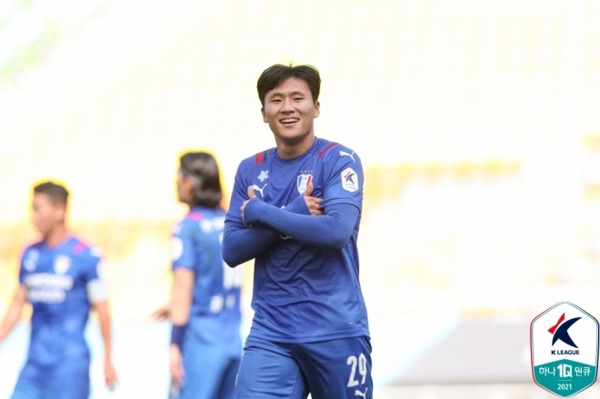 수원 삼성의 영건 정상빈. 한국프로축구연맹 제공