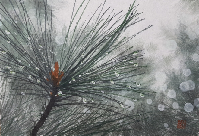 신은섭, pine tree-시선, 35 x 24cm, 순지에 수묵담채