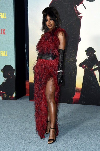 Kelly Rowland arrives at a special screening of “The Harder They Fall” on Wednesday, Oct. 13, 2021, at the Shrine in Los Angeles. (Photo by Richard Shotwell/Invision/AP)