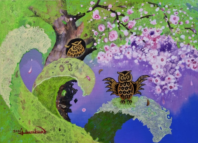 전은순, 숲속의 울림 No 216, 53x 72.7cm, Acrylic on canvas