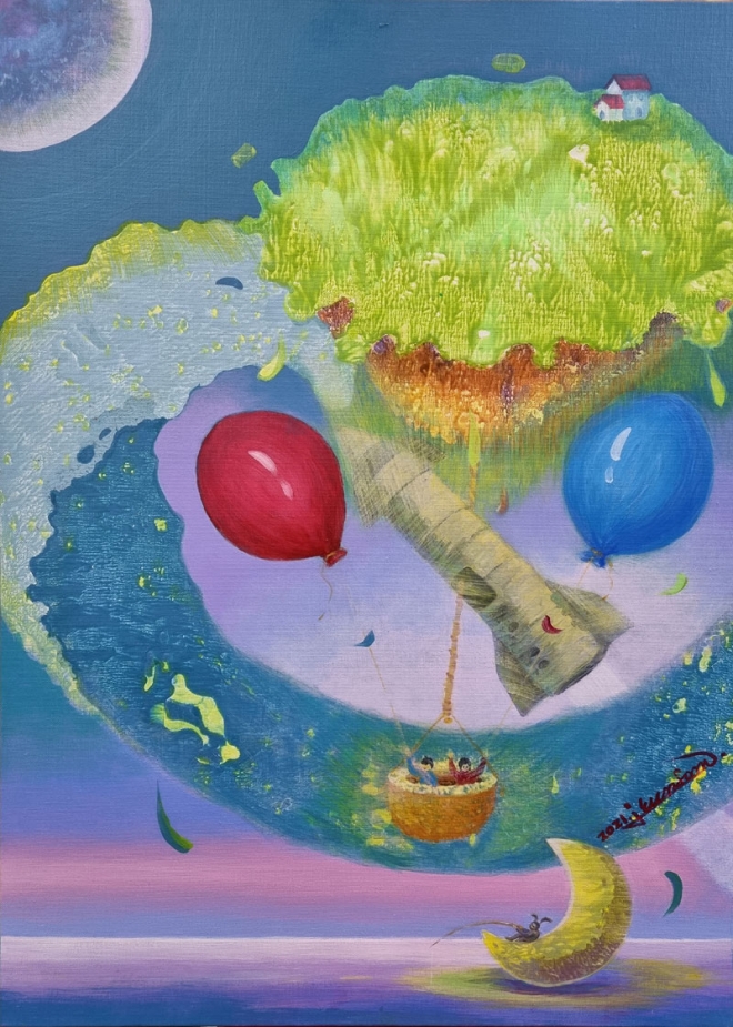 전은순, 숲속의 울림(별나라로~), 72.7x 53cm, Acrylic on canvas