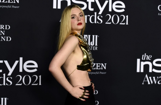 Elle Fanning arrives at the InStyle Awards at The Getty Center on Monday, Nov. 15, 2021, in Los Angeles. (Photo by Jordan Strauss/Invision/AP)