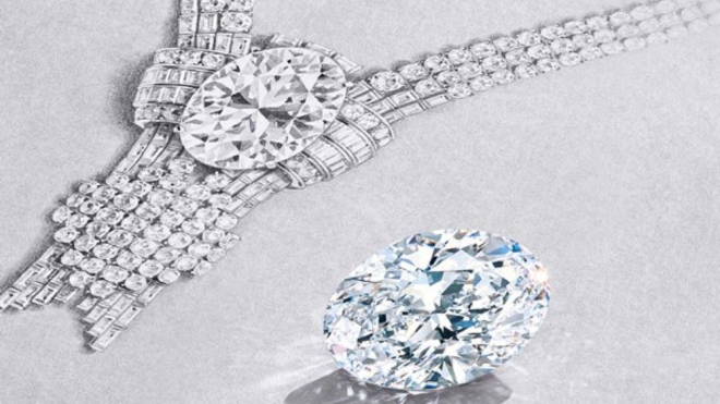 티파니가 22일(현지시간) 아랍에미리트 두바이에서 공개한 ‘세계박람회 목걸이’(World Fair Necklace)에 사용된 엠파이어 다이아몬드. 2021.11.23.  티파니앤코