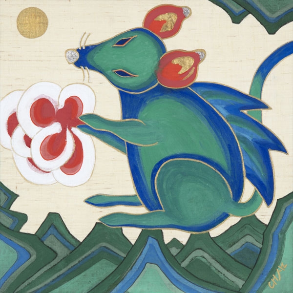 심채현, Grateful to you, 50X50cm, 모시 석채 금박 은박