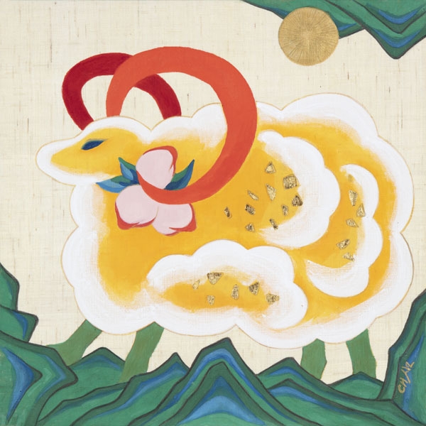 심채현, Grateful to you, 50X50cm, 모시 석채 금박