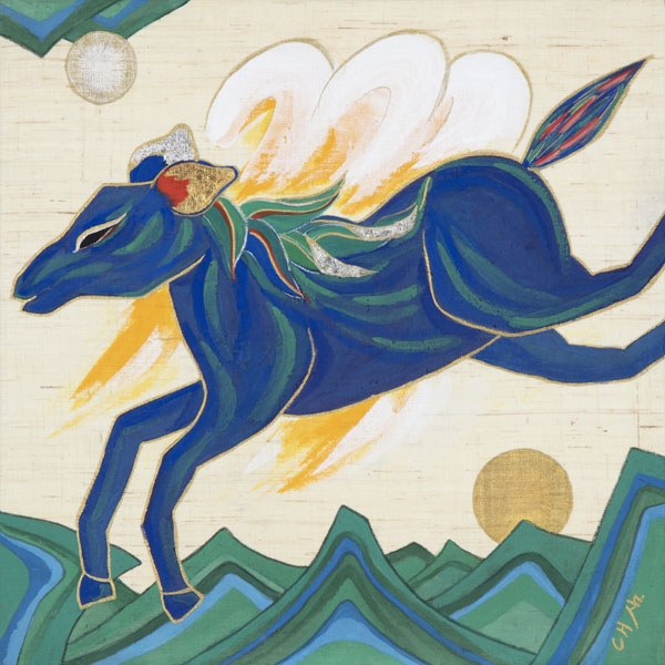 심채현, Grateful to you, 50X50cm, 모시 석채 금박 은박