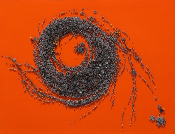 이병례 Deep Red Space2 72.7X53cm 혼합재료(아크릴,한지,신문지)  2021