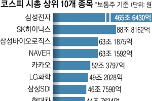 기아·카뱅 첫 10위권… 올 시총 지각변동