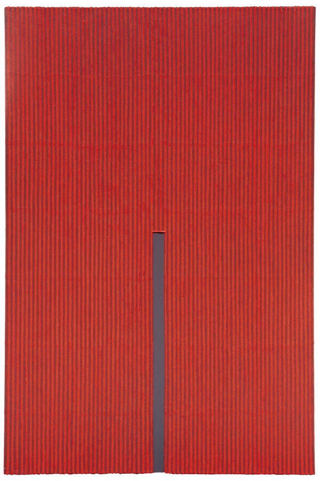 박서보 ‘묘법 No. 071227’, 캔버스 위 한지에 혼합재료, 193.9×130.3cm, 2007. 케이옥션 제공