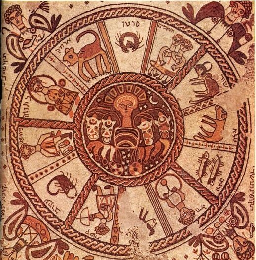 인류는 불확실성에 대비하기 위해 점성술부터 인공지능(AI)까지 다양한 방식으로 미래를 예측해 왔다. 6세기 이스라엘 북부 베이트알파 예배당에 있는 별자리 모자이크로 십이궁도가 그려져 있다.