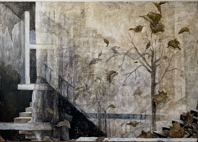 장영아 ‘가을, 바람 그리고 낙엽’, 162.2x130.3cm mixed media on canvas