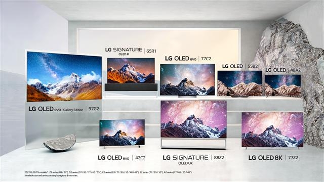 LG전자가 4일 공개한 2022년형 올레드(유기발광다이오드·OLED) TV 라인업. LG전자 제공