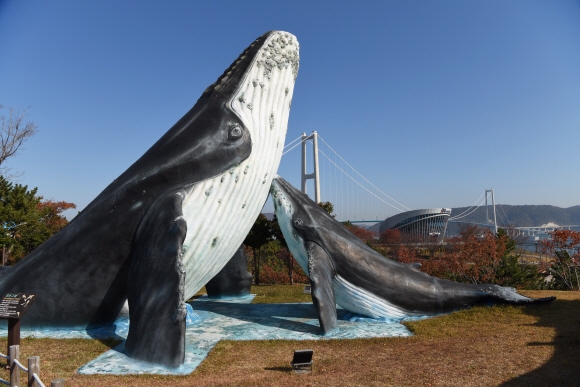 혹등고래 등의 조형물로 꾸민 고래조각공원.