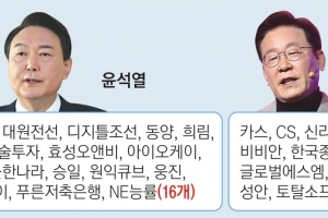 정치 테마주 34개 ‘사이버 경고’… 尹 16·李 11개 널뛰기