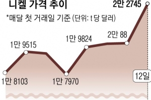 니켈 가격 10년 만에 최고…인니發 공급불안에 글로벌 원자재값 요동