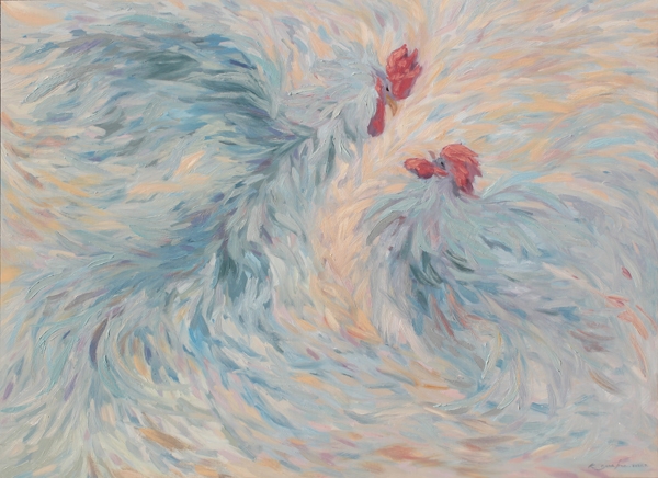 강숙희, 닭-춤을 추다 202107-3,116.7x91cm, Oil on canvas