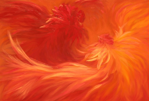 강숙희, 닭-춤을추다, 202112, 90.9x72.7cm, Oil on canvas