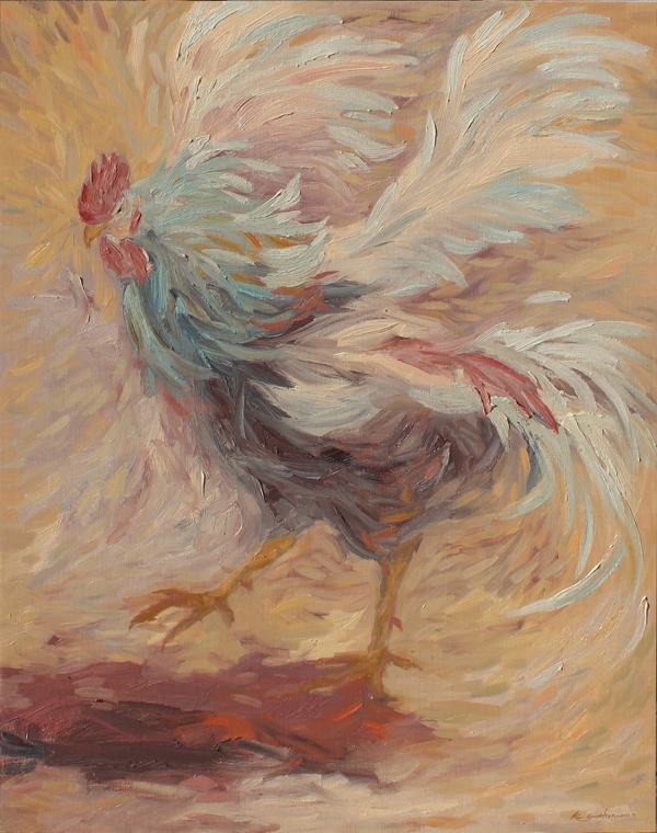 강숙희, 닭-춤을 추다, 202107-2, 100x80.3cm, Oil on canvas