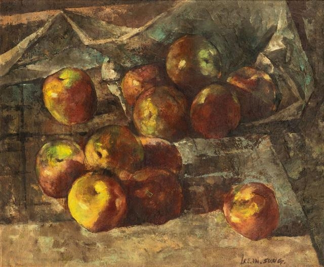 26일 사상 처음 열리는 한국화랑협회 경매에 출품된 ‘천재 화가’ 이인성(1912~50)의 ‘사과가 있는 정물’. 한국화랑협회 제공
