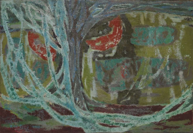 이봉상, 나무와 달(Tree and Moon), 1963, 캔버스에 유채, 112x160.5cm. 학고재갤러리 제공
