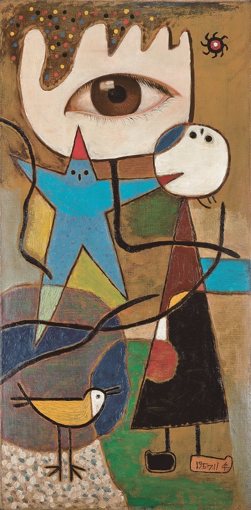 천병근, 무제 (Untitled), 1957, 캔버스에 유채 , 91x45cm. 학고재갤러리 제공