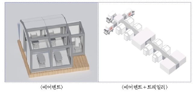에어텐트와 모듈병상. 서울시 제공