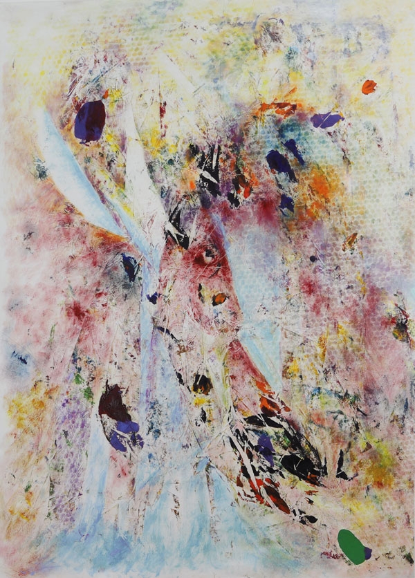 이순 ‘환희’ 116.8x72.7cm 한지위 채색