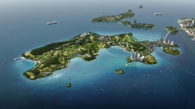 여수시가 다음달 3일 시청 3층 회의실에서 ‘경도 해양관광단지 개발’을 주제로 각계 각층이 참여하는 공감소통 간담회를 개최한다. 사진은 경도 해양관광단지 조감도. 