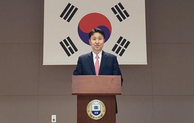 구승모 초대 의정부지검 남양주지청장이 2일 취임식에서 취임사를 하고 있다.    연합뉴스