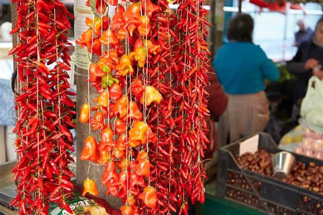 매운맛을 상징하는 고추는 매운맛을 빼놓고 보면 훨씬 더 매력적인 향과 맛을 부각할 수 있다. 포르투갈에서 만난 고추들.
