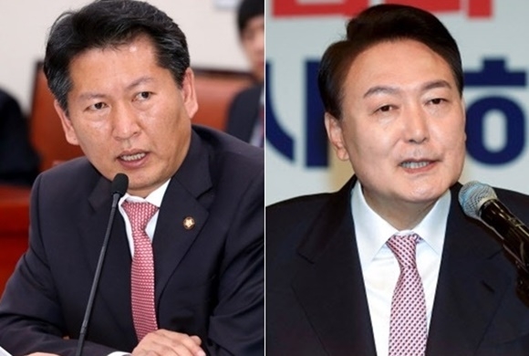 정청래(왼쪽) 더불어민주당 의원, 윤석열 대통령 당선인. 연합뉴스