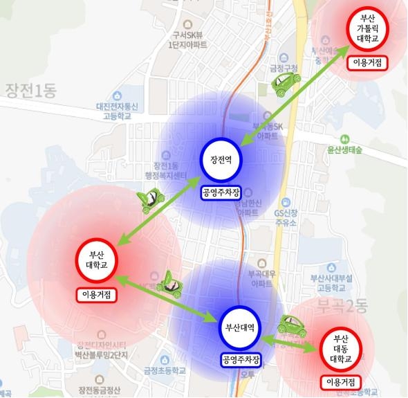 부산시는 23일 오후 부산시청 영상회의실에서 공유모빌리티 시범사업 추진을 위한 업무 협약식을 한다고 22일 밝혔다. 공유모빌리티 시범지역 