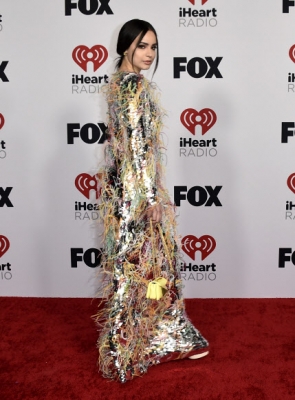 Sofia Carson arrives at the iHeartRadio Music Awards on Tuesday, March 22, 2022, at the Shrine Auditorium in Los Angeles. (Photo by Jordan Strauss/Invision/AP)