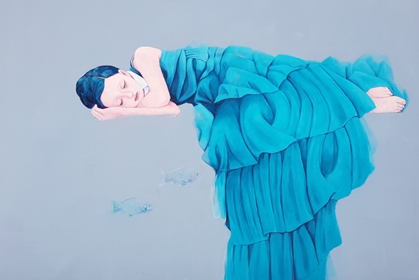 김경자,홍몽,141x70cm,Acrylic on pannel,2022