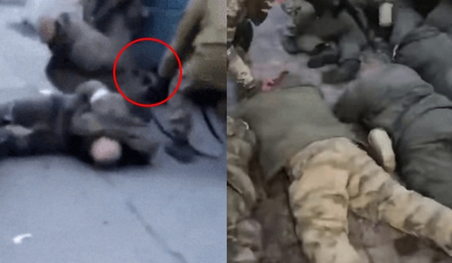 우크라이나 군인이 러시아군 포로 다리에 총을 쏘는 등 포로를 학대하는 모습이 담긴 영상이 온라인에 유포됐다. 2022.03.29 유튜브