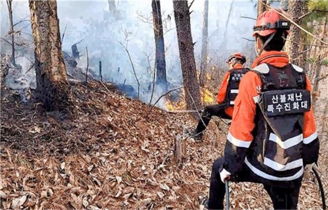 산림청은 지난 2일 오후 3시 54분에 전북 무주군 설천면 소천리 일대에서 발생한 산불이 5시간 만에 진화됐다. 산림청 제공